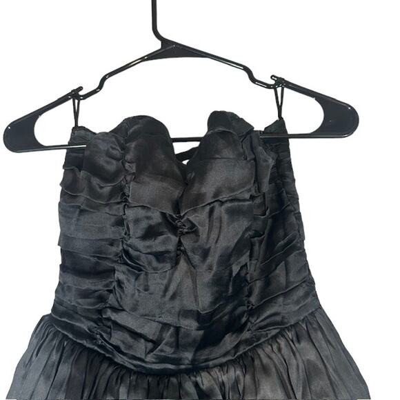 Max Mara Pianoforte Black Silk Strapless Tulle Tea Dress Women Sz IT 42 Sz US 8 - Picture 3 of 13